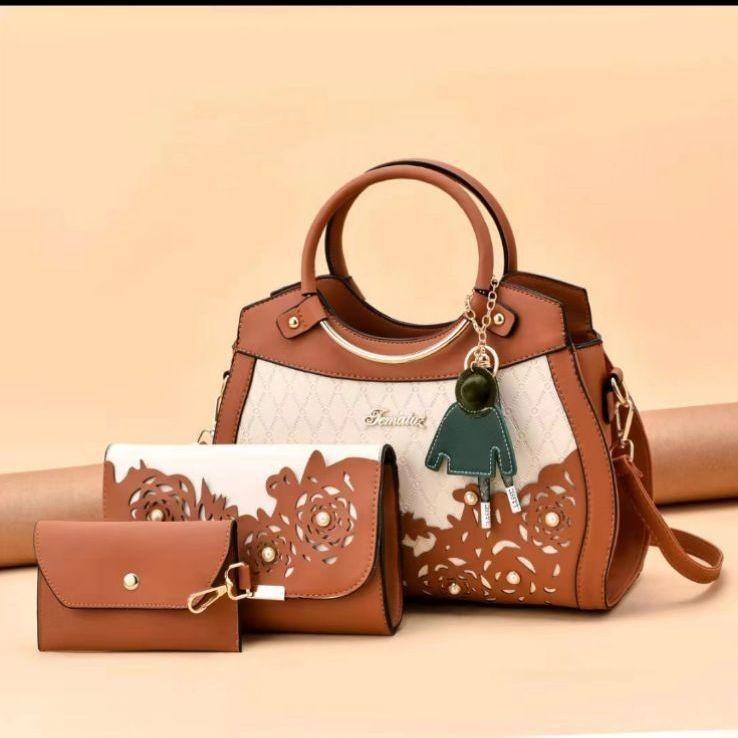 Elegant Women's Cross-border Three-piece Handbag Set With Versatile Capacity And Chic Design