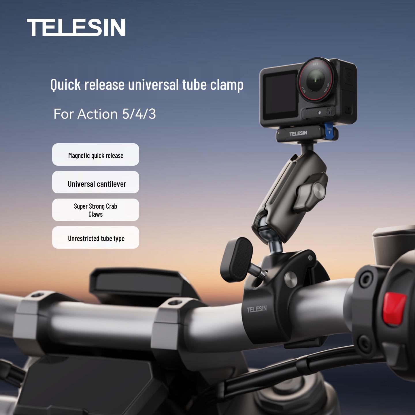 TELESIN Metal Bike Clamp for DJI Osmo Action 5/4/3
