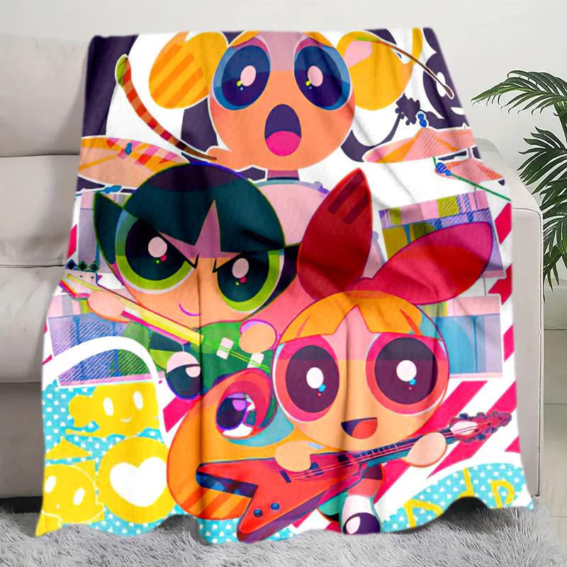 1PC The Powerpuff Girls printed blanket, all season lightweight home office outdoor nap multifunctional blanket A13