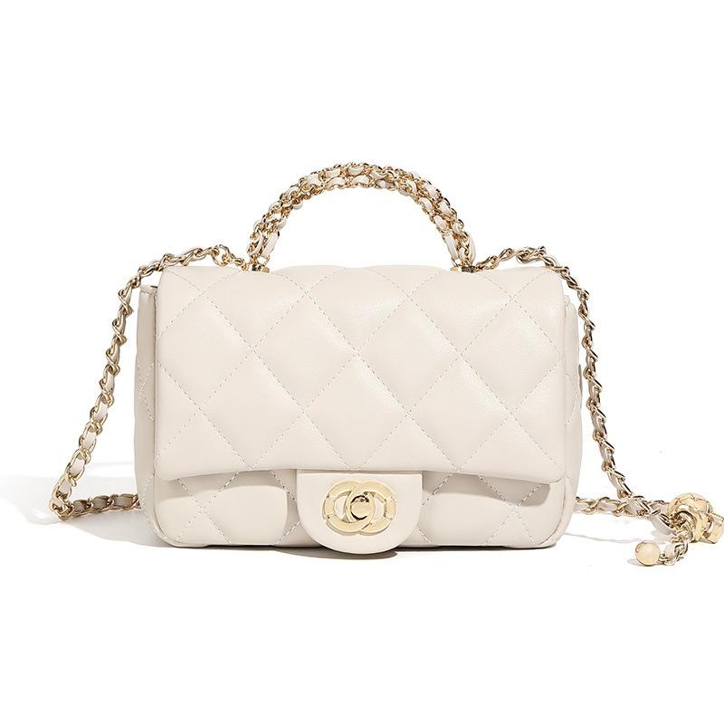 Ladies' Handbag 2026 New Small Fragrance Style Metal Chain Diamond Grid Handbag Versatile Single Shoulder Crossbody Used Women's Bag