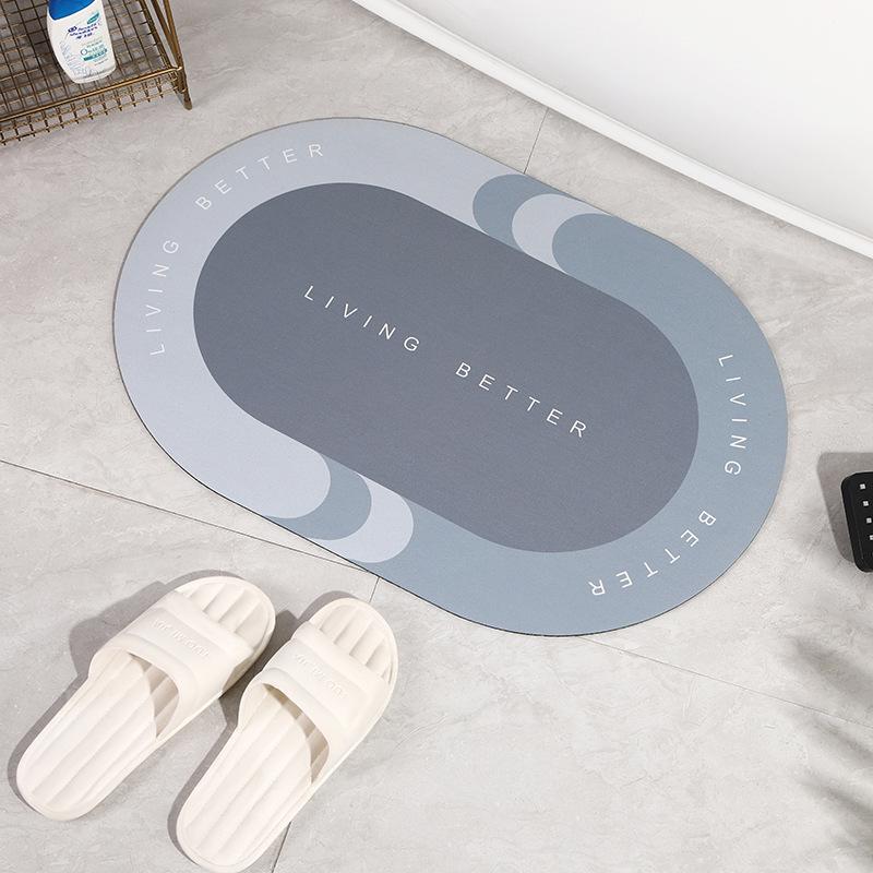 Oval Home Bathroom Diatom Mud Floor Mat Balcony Kitchen Absorbent Non-slip Mat Door Entry Square Door Mat