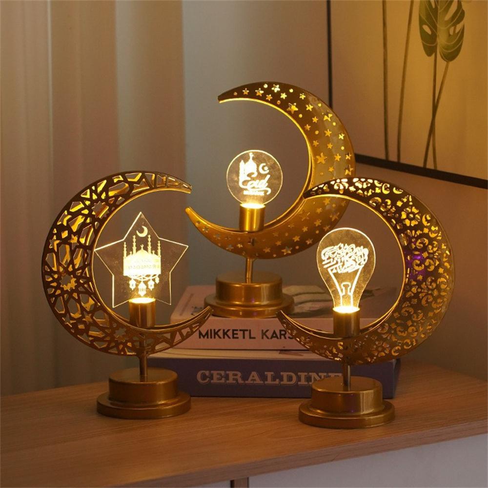 Bedside Lunar Lamp Acrylic+Iron Moon Shaped LED Table Lamp Crescent Night Light for Home Bedroom