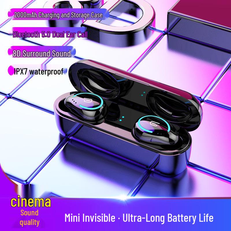 Wireless Bluetooth 5.0 Stereo Earbuds: Dual Ear, Heavy Bass, In-Ear Sports Headphones