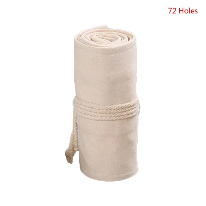 12/24/36 Holes Canvas School Pencil Case Roll Up Pencil Case for Girls Boys Large Portable Pen Bag Box Stationery Pouch Supplies