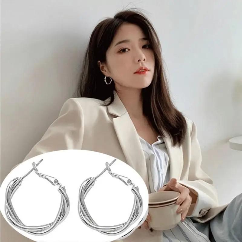 Fashion Vintage Gold U Earrings For Women Metal Earing Jewelry Trending New Korean Silver Oval Hoop Earrings