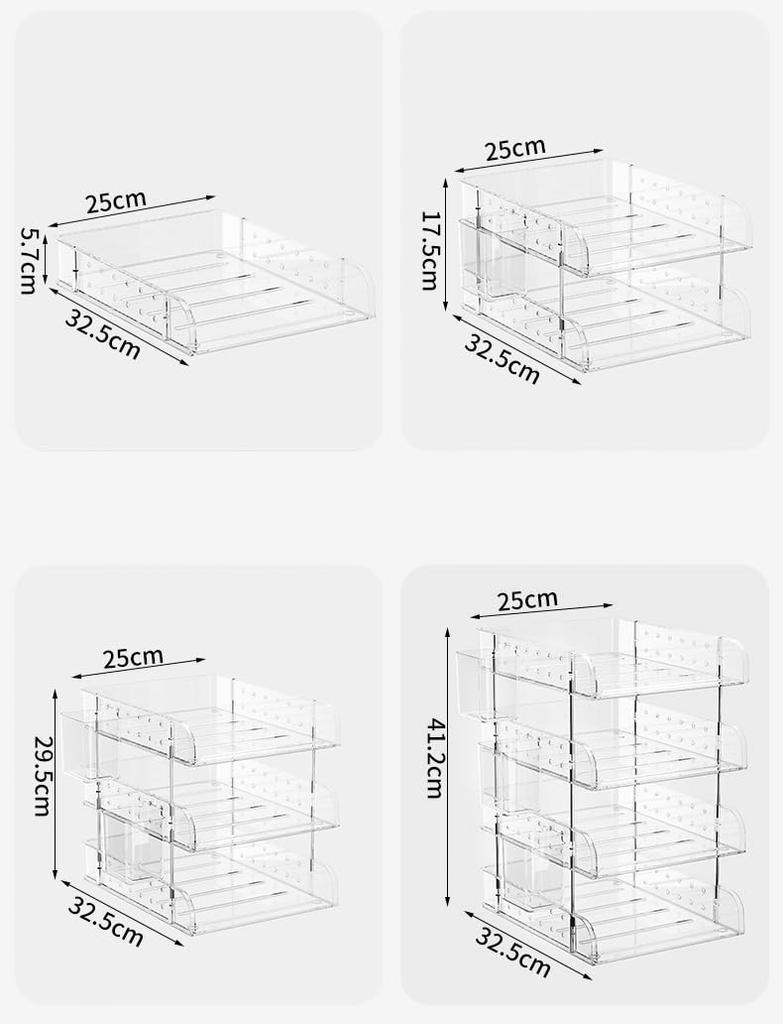Vertical A4 Letter Tray Rack, Desk Organizer with Steel Columns and Two Pen Holders (3 Tiers, Black)