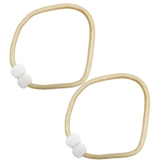 1 Pair Magnetic Curtain Straps Faux Pearls Decor Decorative Braided Ropes Curtain Tiebacks Curtain Accessories