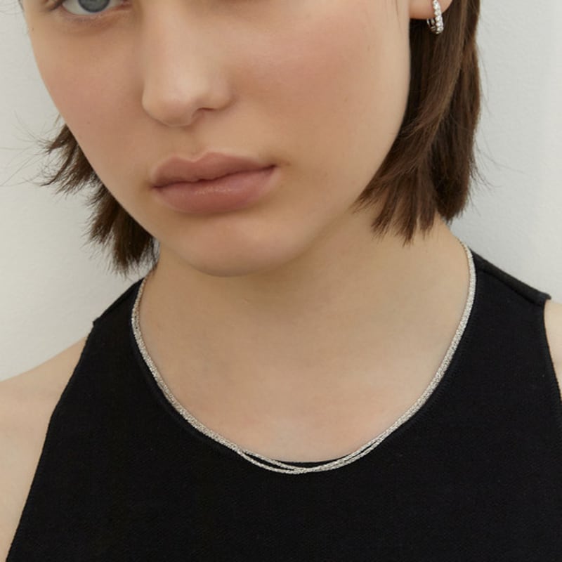 LUNNE Silver 925 Glitter Chain Necklace #LSN55