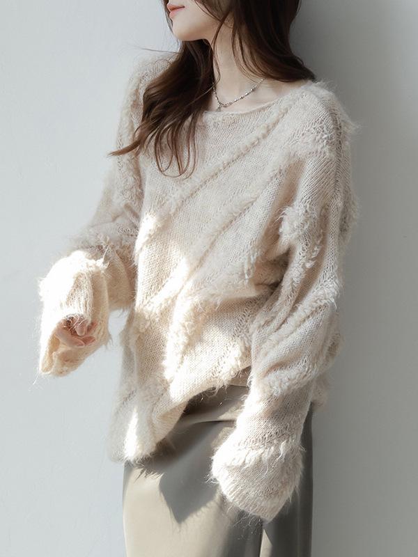 2026 Women's Baby Mohair Off-Shoulder Sweater