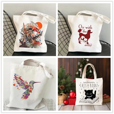 Large Capacity Shopping Bag Animal Women's Tote Bag Canvas Shoulder Bag Eco-fashion Girl's Handbag