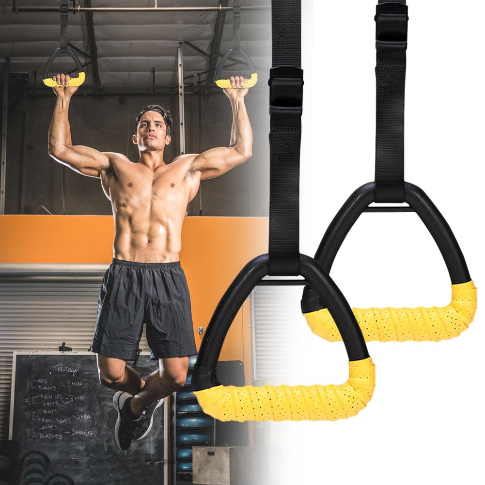 Gymnastic Rings with Adjustable Straps Pull Up Exercise Rings Non-Slip for Chlidren Adult Home Workouts Strength Training