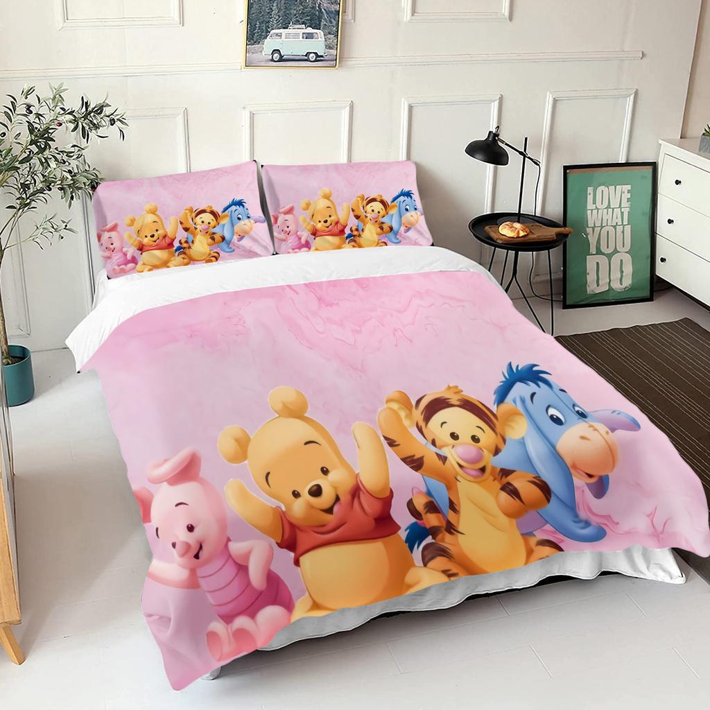 Winnie The Pooh Bear Bedding Set Duvet Cover Queen With Pillowcase 3d Children'S Bedding Set Universal Suitable For Children