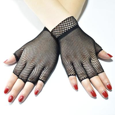 Mode Sexy Stretch Lace Fäustlinge Kurze Handschuhe Halbfingerhandschuhe Mesh Fishnet Handschuhe
