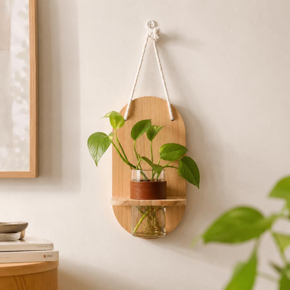 Wooden Wall Hanging Planter Holder Home Ornaments Hydroponic Planter Shelf Hydroponics