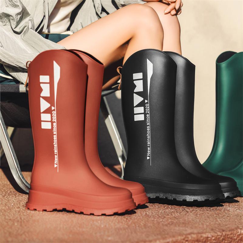 Korean Style Women's High Tube Waterproof Rain Boots - Non-Slip, Warm, Velvet-Lined Rubber Shoes for Outdoors