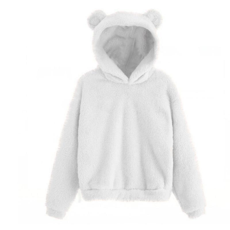 European and American-style Winter/fall Plush Hoodie with Rabbit Ear Design, Warm and Stylish Sweatshirt