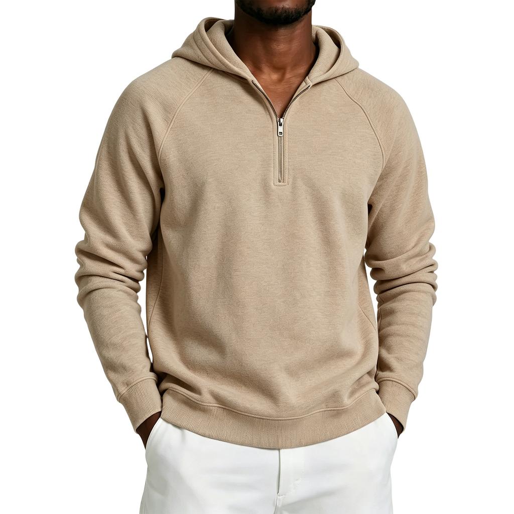 Men's Half Zip Hooded Sweatshirt Color for Winter Casual Wear