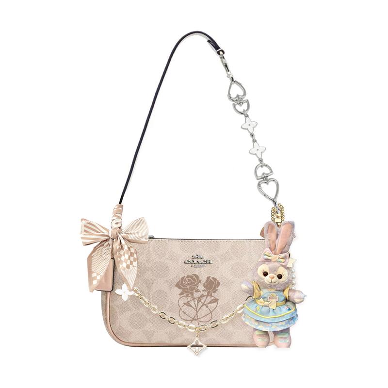 

COACH shoulder bag [Customized bag] Nolita 19 micro-label logo zipper closure, extension chain, printing, scarf, bow Feng Qing Yue Lang basic style коричневий