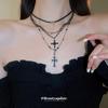 Sweet cool wind diamond cross necklace retro dark wind personality collarbone chain punk versatile temperament necklace wholesale