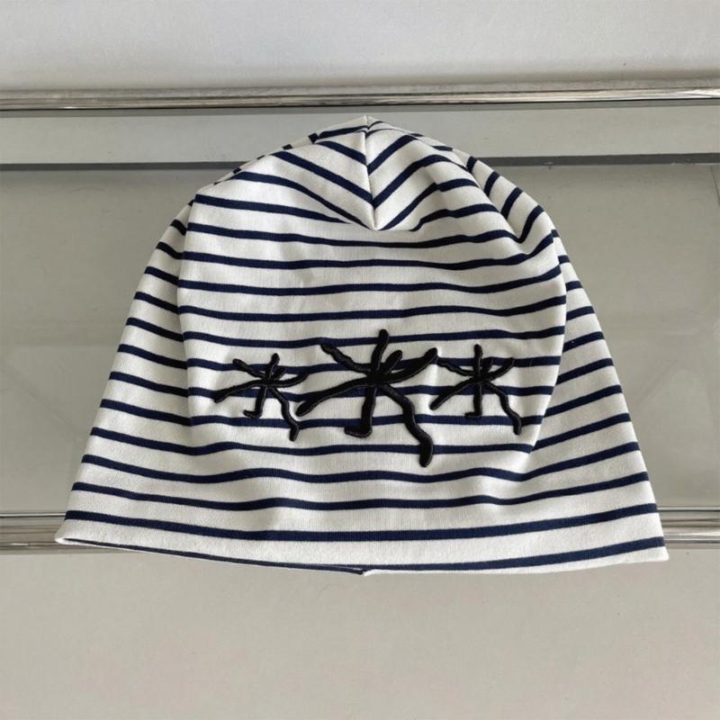 Striping Embroidered Elastic Beanies Brimless Knitting Hat For Men Women And Kids Soft Stretchable Cap