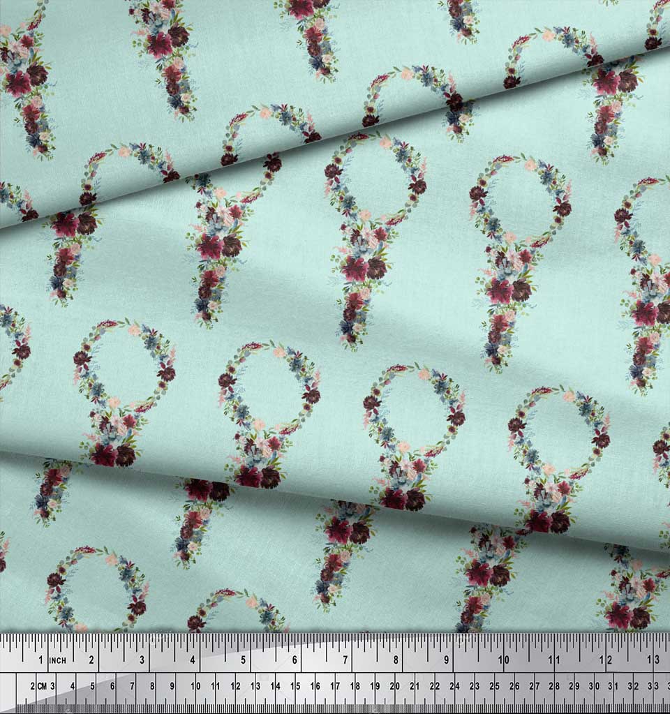 Soimoi Zelená poly krepová látka Věnec Květinový potisk Látka na metr 42 palců