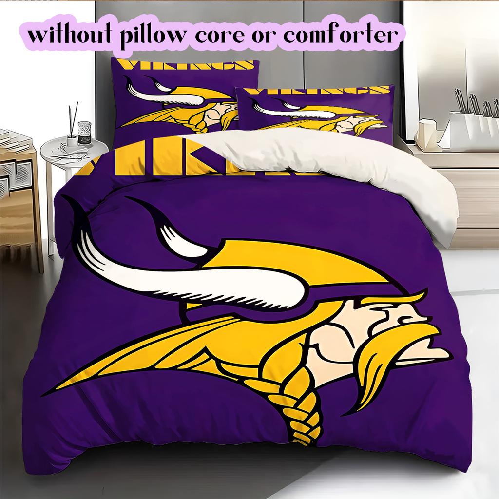 football Logo Pattern Bedding Quilt Set Quilt Cover Pillowcase Home Decoration Birthday Gift (1*duvet cover+ 2*pillowcase, without core)