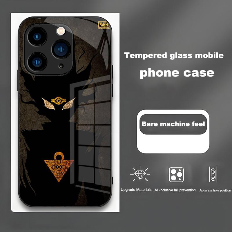 Dark Yu Gi Oh Fall prevention for IPhone 15 Pro Max 14 13 12 11 X XS XR 5 6 7 8 Plus 2020 2022 SE Tempered glass phone case