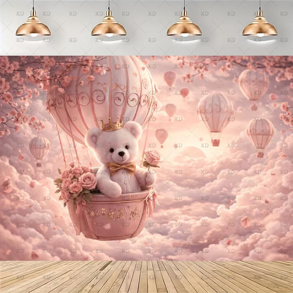 Pink Teddy Bear Photography Backdrop Sweet Dreamy Birthday Party Decoration Background Baby Shower Photo Booth Banner Supplies