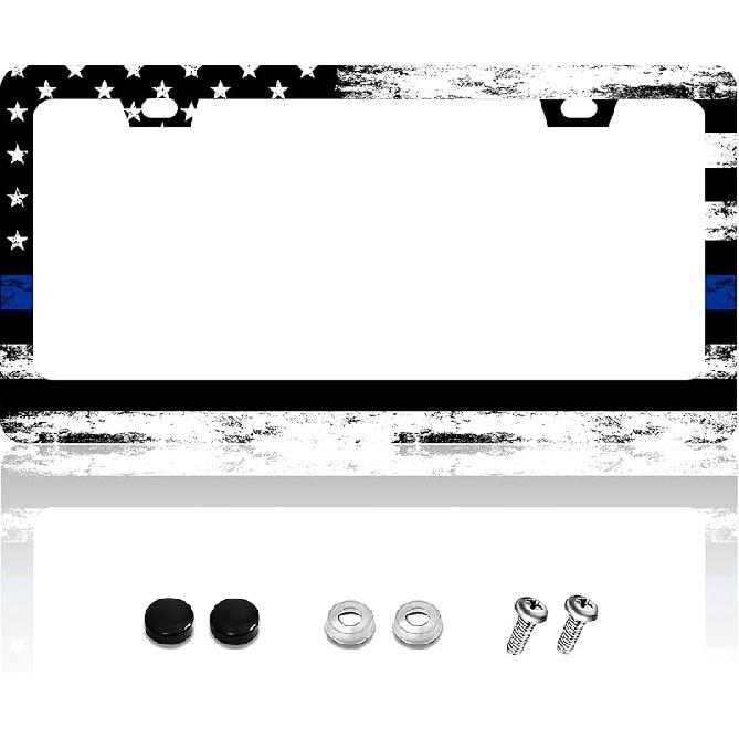 FIORDY 2Pcs Bigfoot License Plate Frame Personalized License Plate Frames Auto Accessory Bracket Stainless Steel License Plate Holder With Screws For