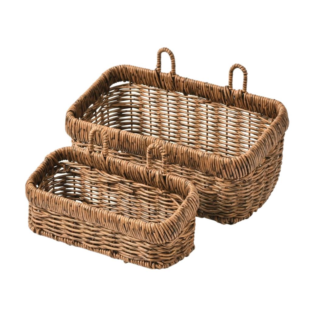 Hand-woven Wall-mounted Storage Basket, Made Of Plastic Imitation Rattan, Creative Decorative Storage Basket For Indoor Walls.