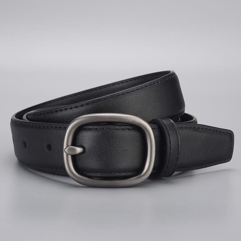 Womens Genuine Leather Belt With Gold-Tone Pin Buckle Slim Fit Jeans Trousers Stylish Casual Accessory