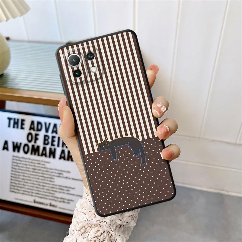 

Cartoon Grid Cat Funda Phone Cover Case for Xiaomi Mi 12 12T Pro 13 Lite 14 15 Pro 12X 11 11T 10T Xiaomi 13 Lite