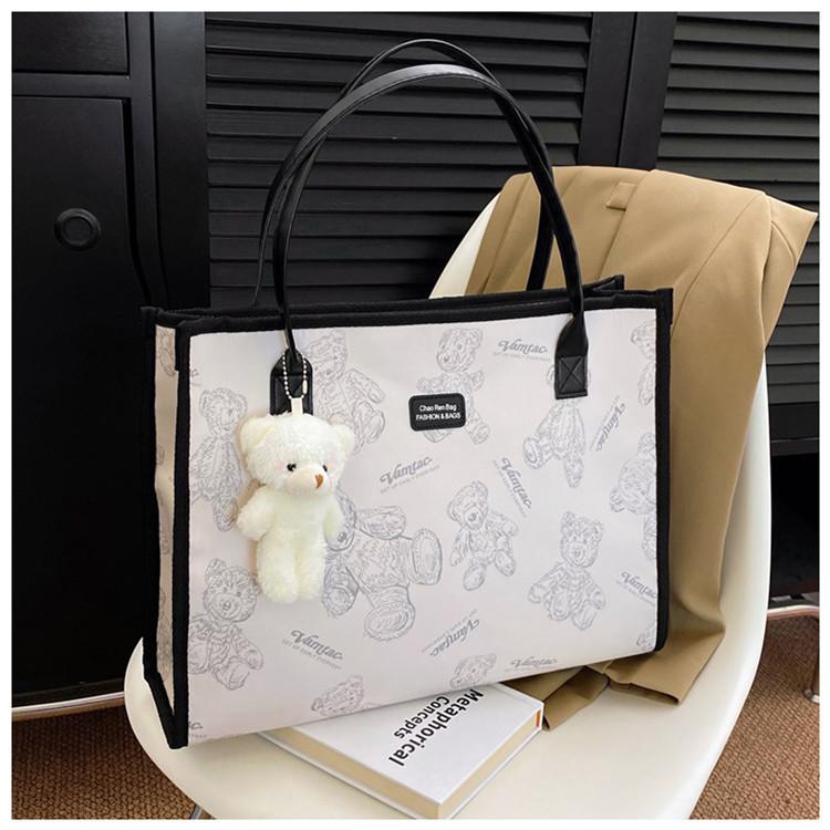 

Модная холщовая сумка-тоут большой вместимости, женская нишевая текстурная универсальная сумка через плечо, сумка для отдыха bare bag without pendant белый