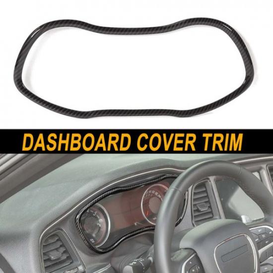 trument Dash Cluster Bezel Gauge Cover Trim For Dodge Challenger 15+Carbon