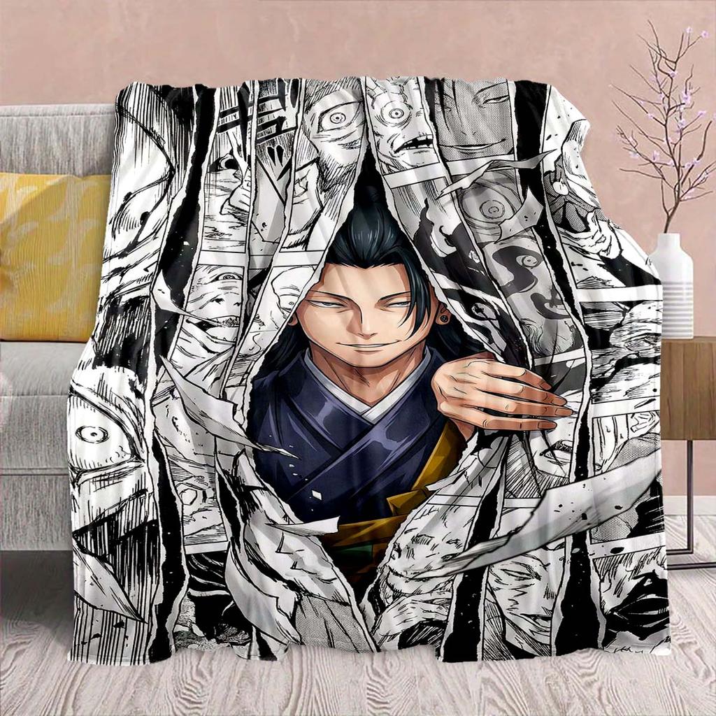 Jujutsu Kaisen Anime Flannel Blanket - Soft Warm Perfect for Sofa, Bedding Camping Travel Office Home Decor -QJY