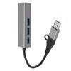 USB3.0 Hub 5Gbps Plug and Play 4 Port Aluminum Alloy USB C To RJ45 Adapter for Windows for Linux for OS X Silver Gray