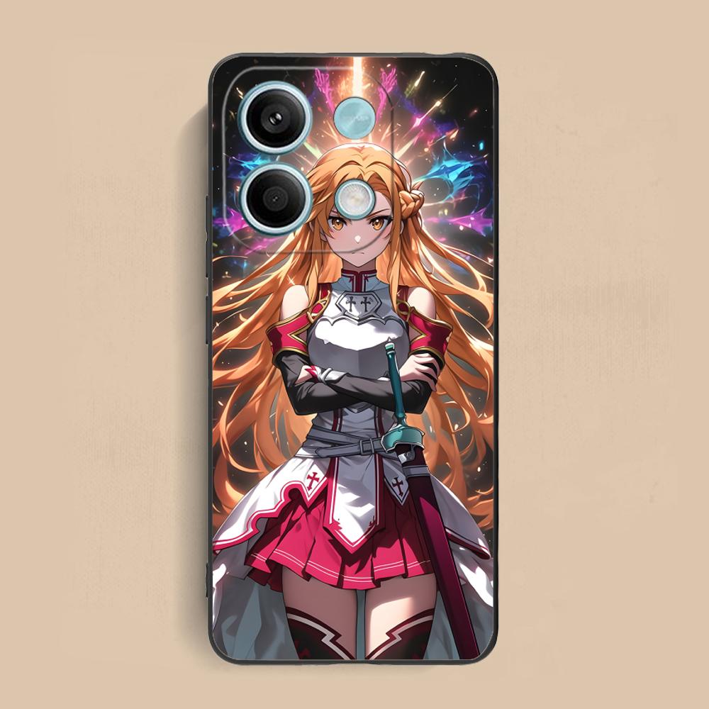 Sword Art Online Asuna Handyhülle für Xiaomi Redmi Note 14 13 12 11 10 9 S A Pro Plus Lite 5G Schwarze Abdeckung Handys Smartphone