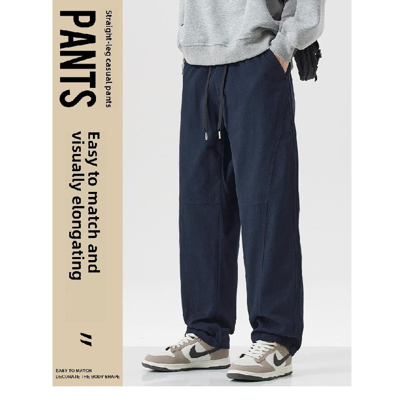 2026 New Loose Fit Straight-Leg Trousers for Men, Solid Color Versatile Sports Casual Pants