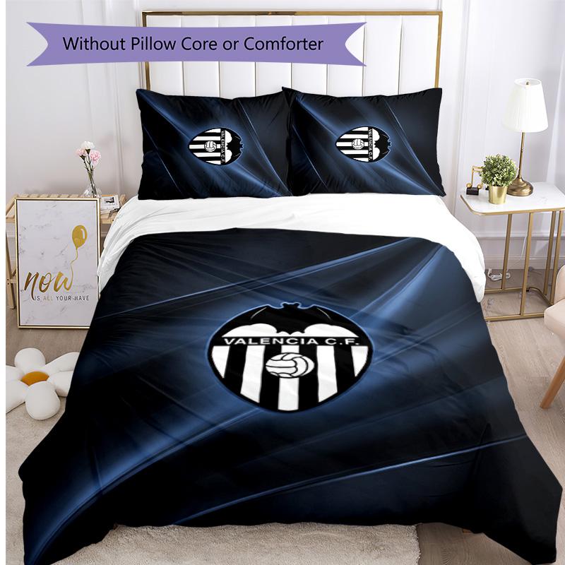 Valencia FC Printed 3PCS Bedding Set Breathable Duvet Cover with Pillowcases Decorative Bed Linen for Bedroom Home