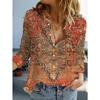 Women's Casual Unique Pattern Design Blouse Lapel Neck Blouse Women Long Sleeve Shirts Womens Clothing Female Clothing