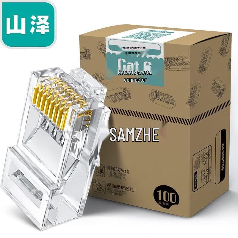 SAMZHE Cat6 Gold-Plated RJ45 Network Connectors (100-Pack)