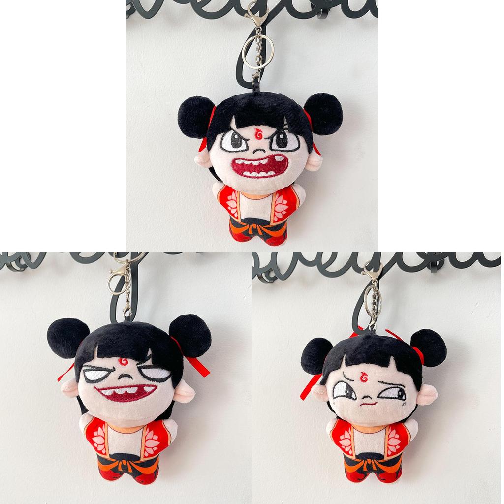 Adorable Nezha Plush Doll Keychain Soft Toy For Backpack Decoration In Various Expressions