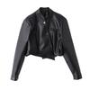 2025 Spring Women's High-End Petite Round Neck Loose Short Leather Jacket WA2513