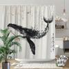 Humpback Whale Shower Curtain Japanese Traditional Art Washable Including 12 Hooks Modern Bathroom Decorative Shower Curtain