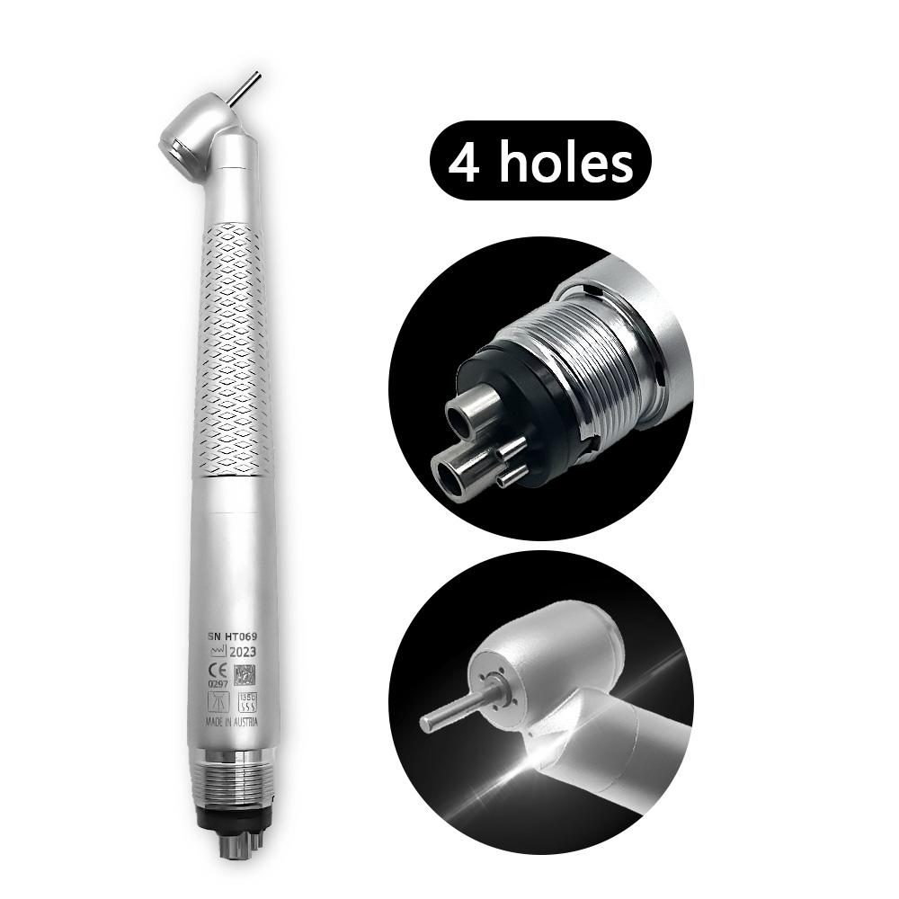 Niceden Dental 45 Degree High Speed Turbine Handpiece With E-Generator LED Light Rear Exhaust 4 Hole/ 2 Hole