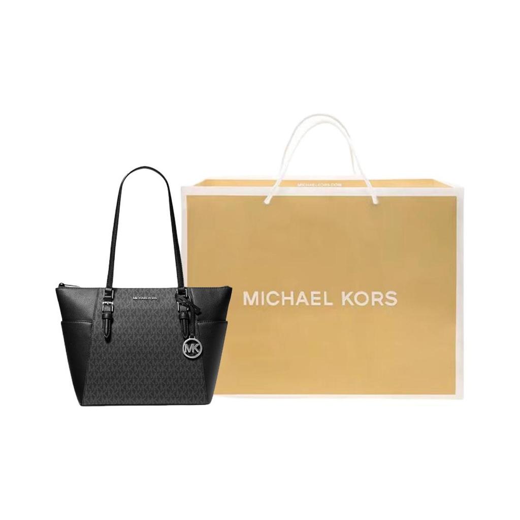 Michael Kors Bolso Tote de Lona Grande Capacidad con Logo de Monograma Mk Charlotte para Mujer Negro 35T0SCFT3B-BLACK