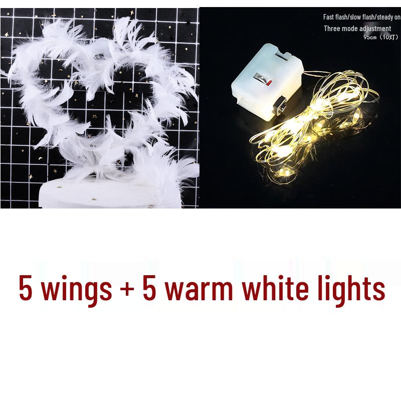 Angel Wing Feather String Lights Cake Topper Ornaments