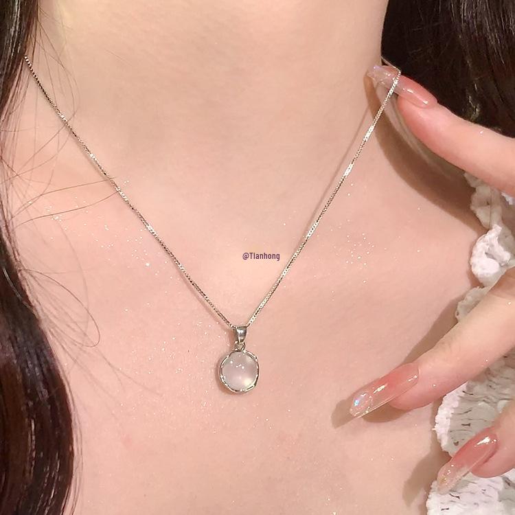 Kreis Katzenauge Schlüsselbeinkette: Damen Luxus Kristall Anhänger Schmuck Accessoire