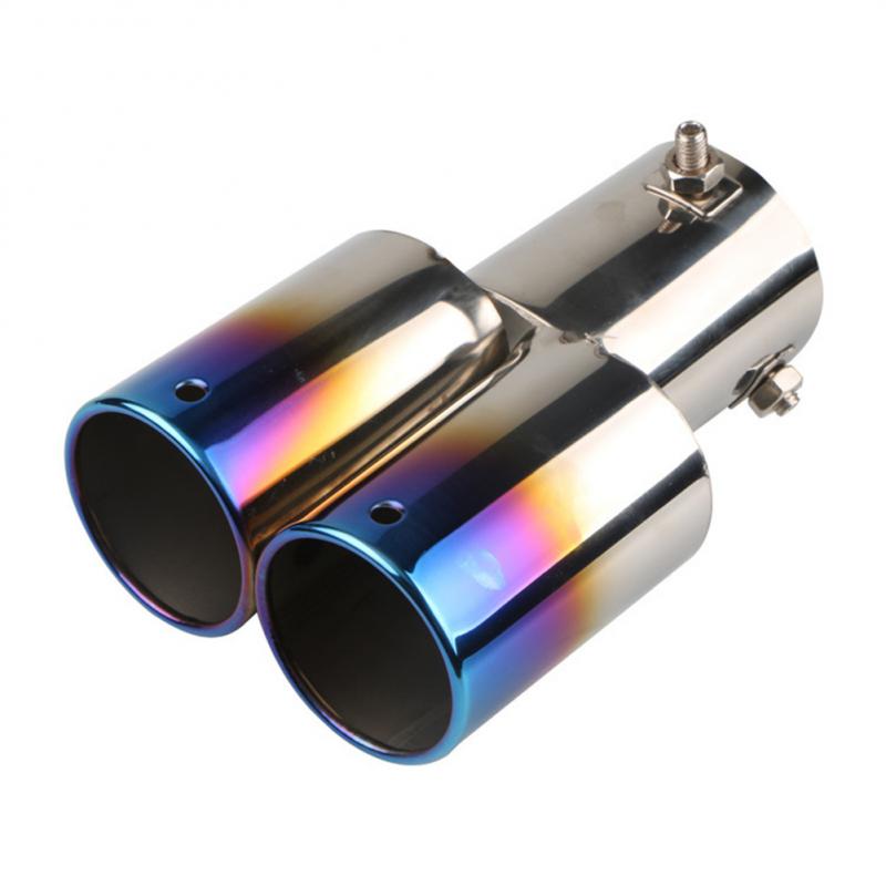 Automobile Tail Dual Outlet Exhaust Tip Stainless Steel Slant Rolled Edge Auto Muffler Modified Universal Car Exterior Supplies