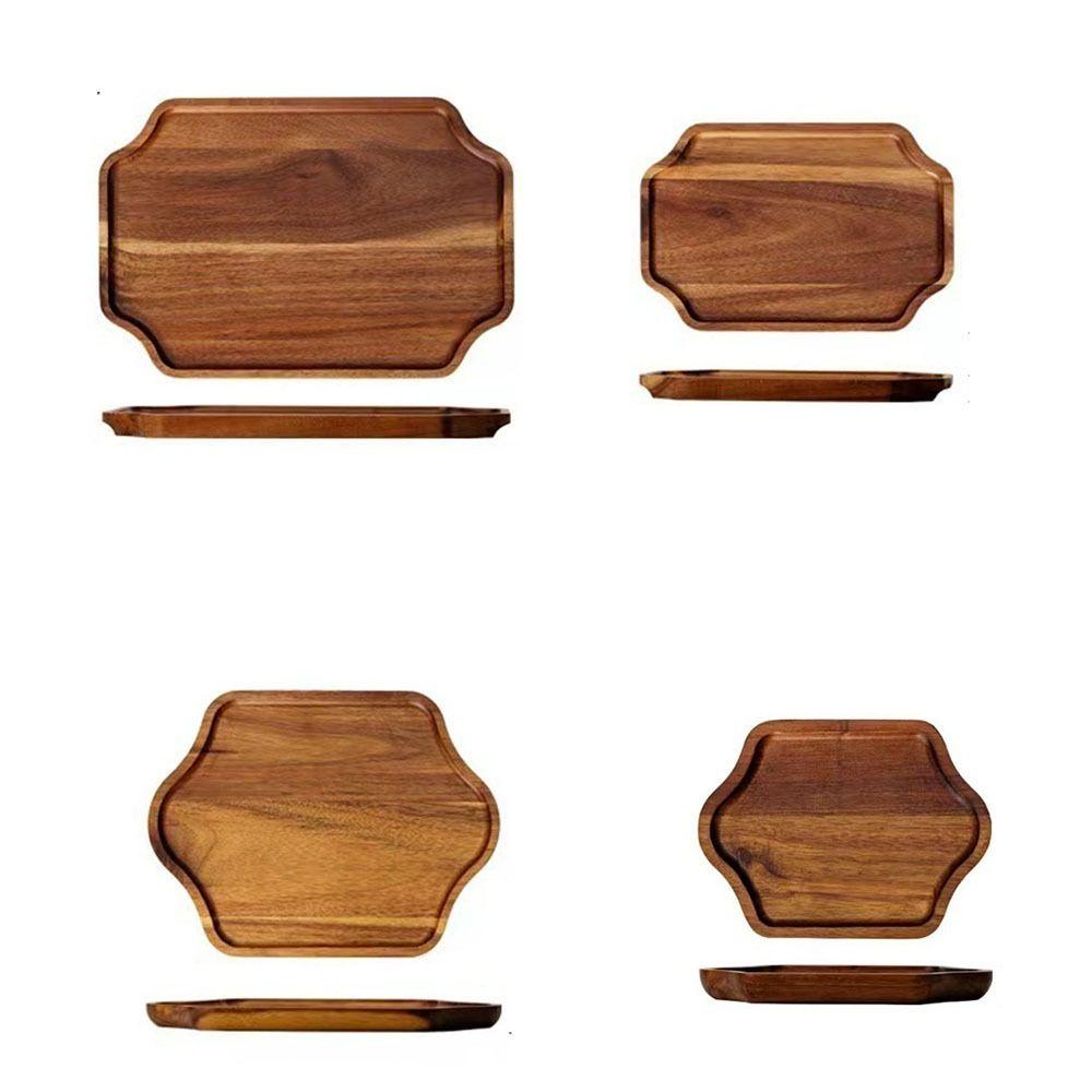 Hexagona Wooden Dinner Plate Octagona Dessert Serving Board Multipurpose Wood Tray Dried Fruit
